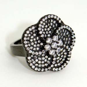 fekete virág gyűrű